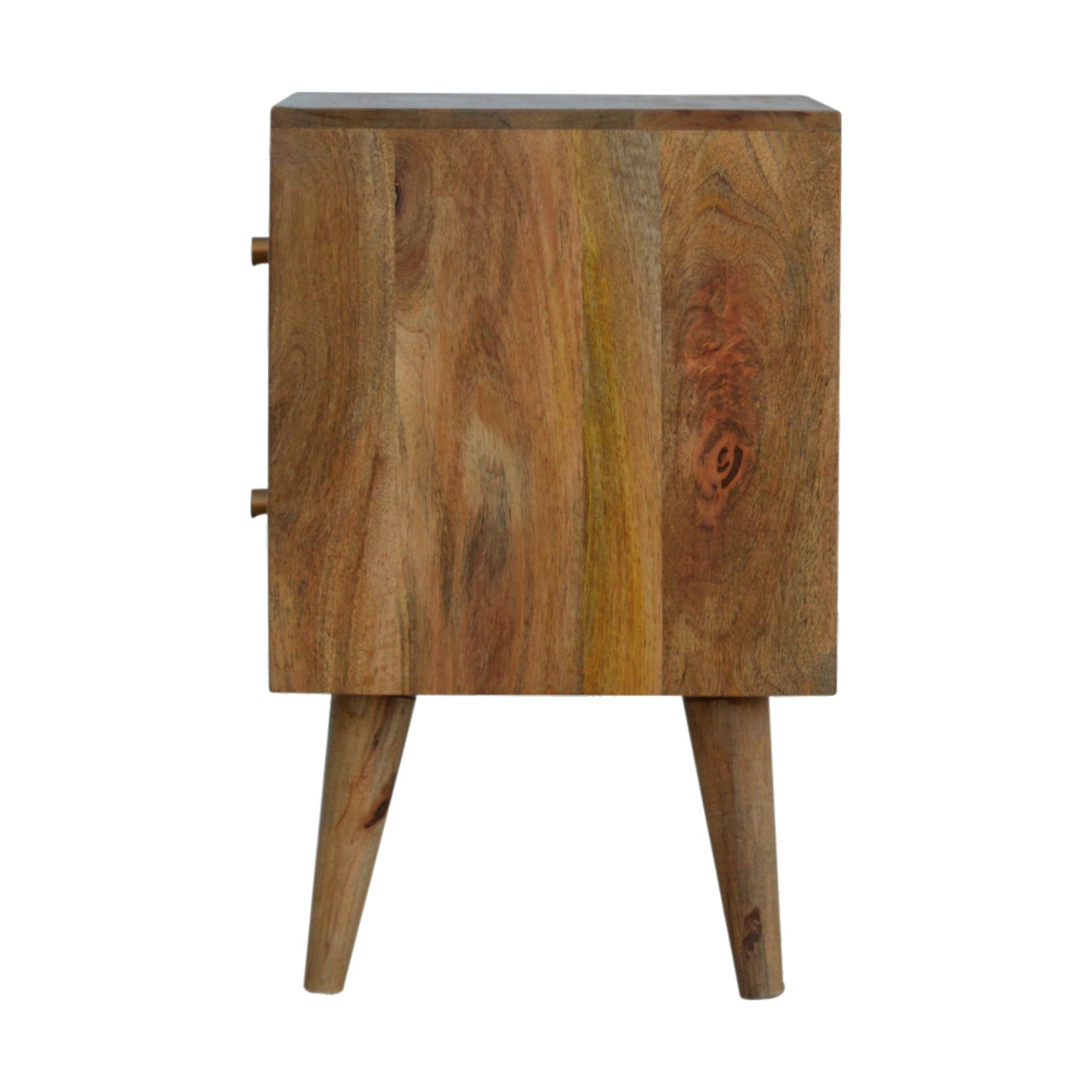 Cube Carved Oak-ish Bedside Table