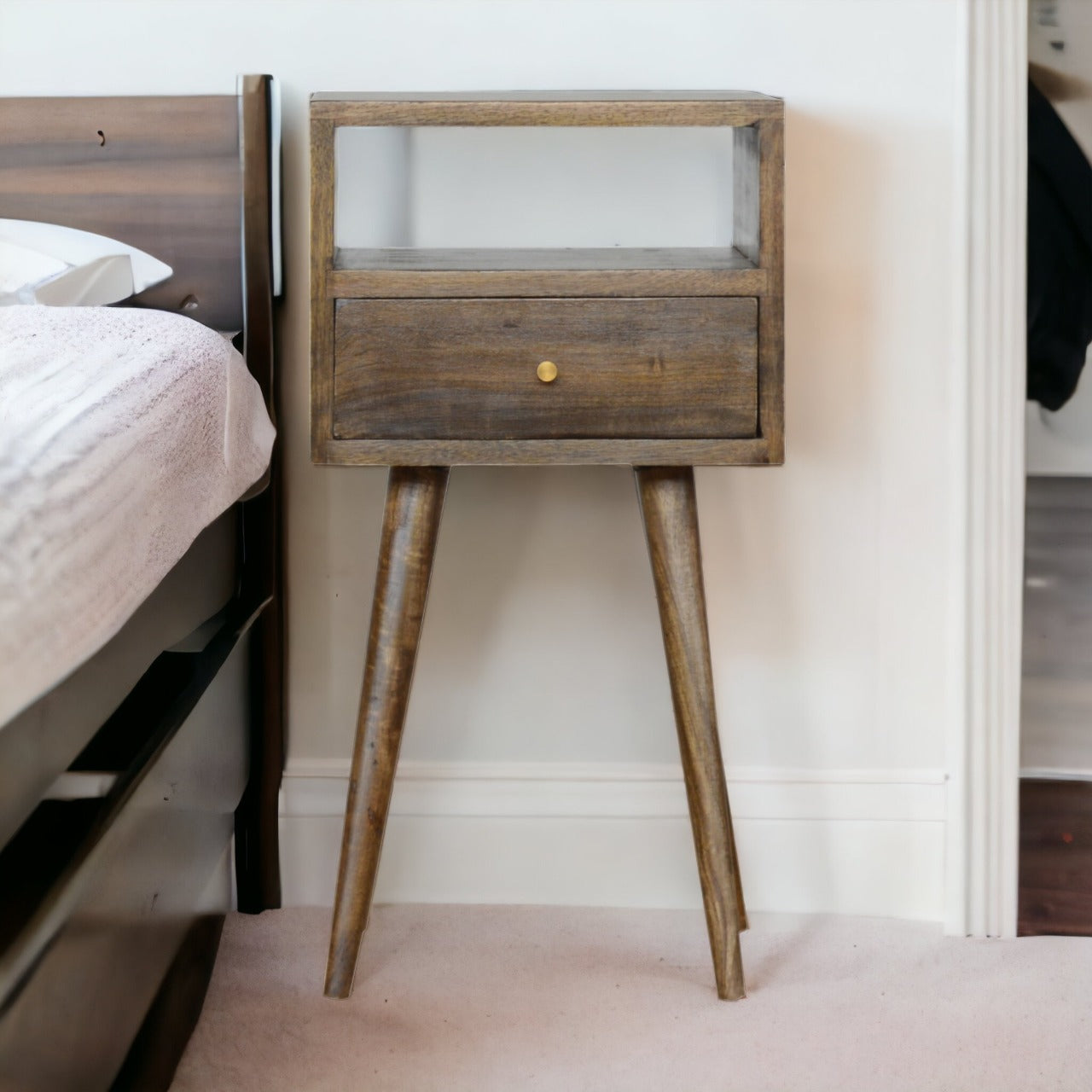 Mini Grey Washed Bedside Table