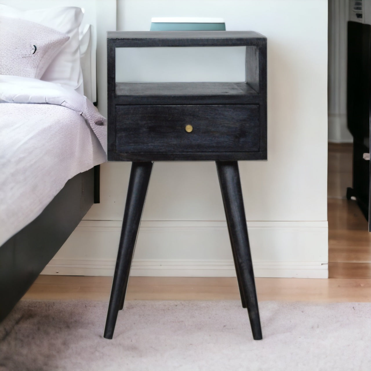 Mini Ash Black Bedside Table